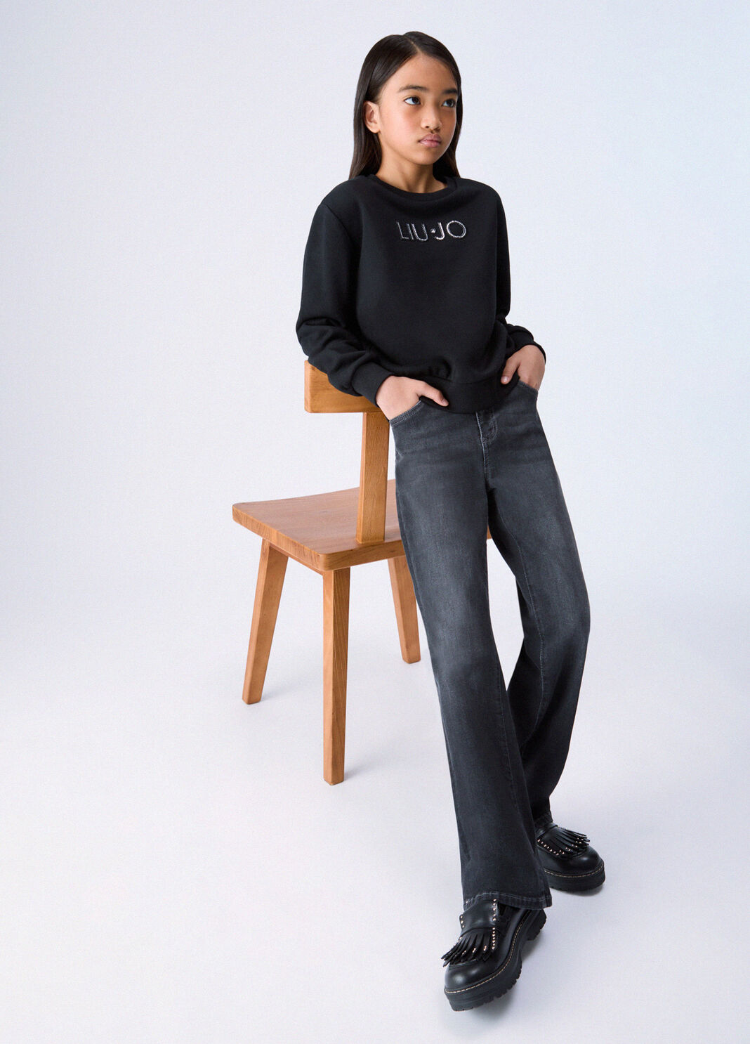 Pantalon droit denim noir Liu Jo - large image number 1