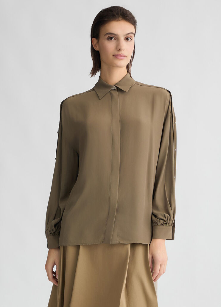 Crêpe de chine shirt khaki green Liu Jo - medium Crêpe de chine shirt khaki green Liu Jo - medium
