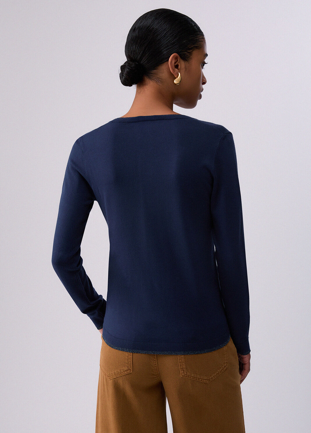 Pullover mit V-Ausschnitt Marineblau Liu Jo - large image number 1