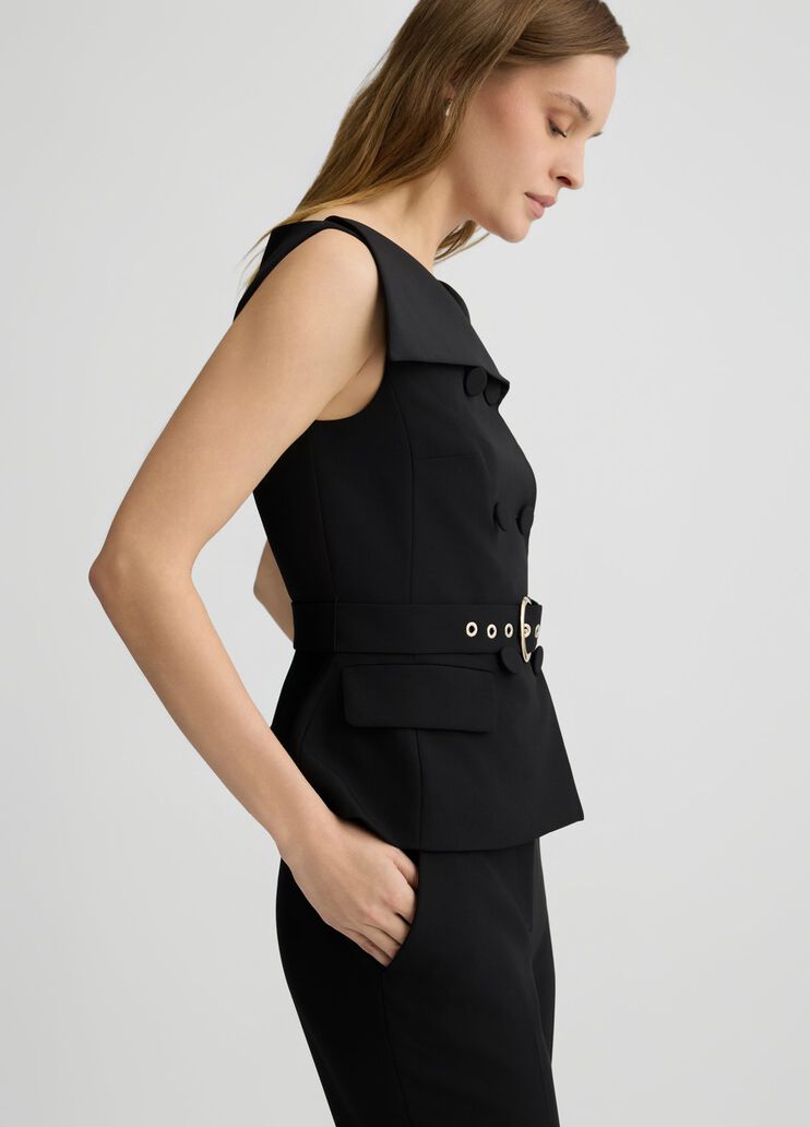 Double-breasted waistcoat with belt black Liu Jo - large image number 3 Double-breasted waistcoat with belt black Liu Jo - large image number 3