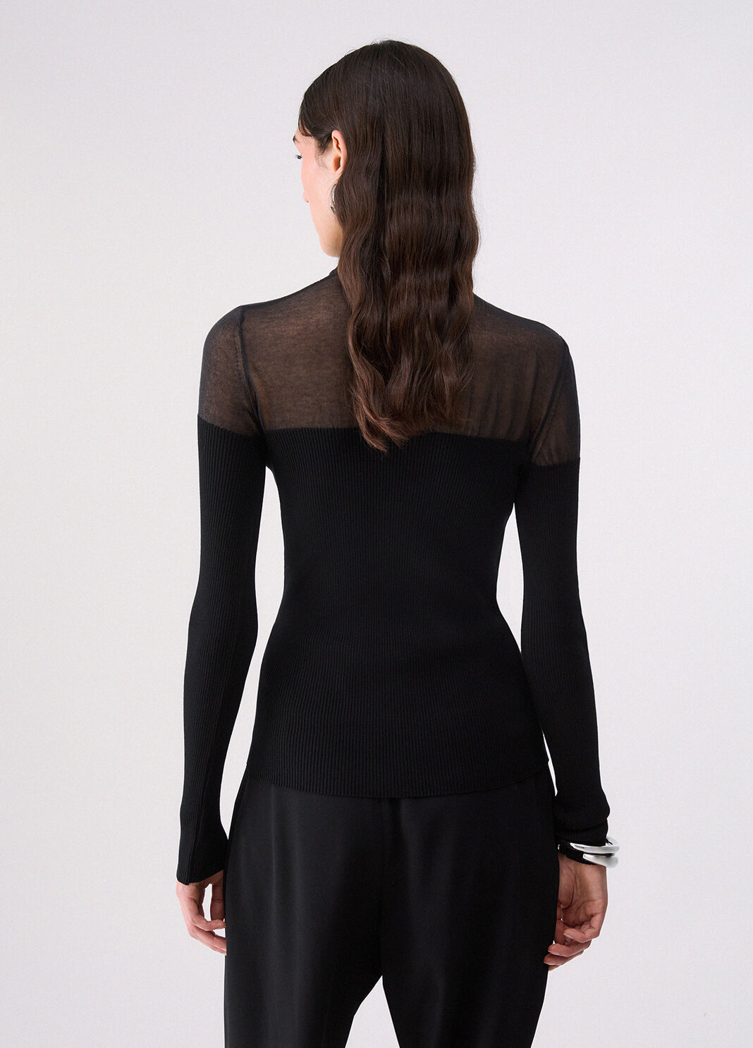 Turtleneck top with see-through inserts black Liu Jo - large image number 1