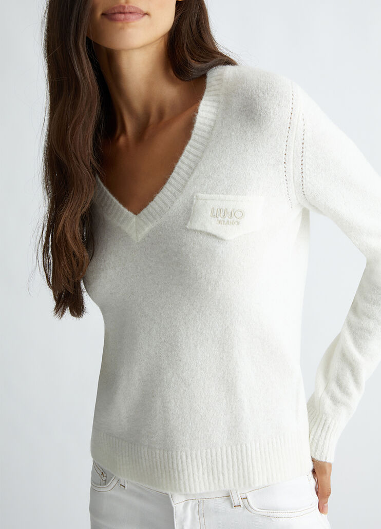 Pullover aus Woll-Alpaka-Gemisch weiß Liu Jo - large image number 2