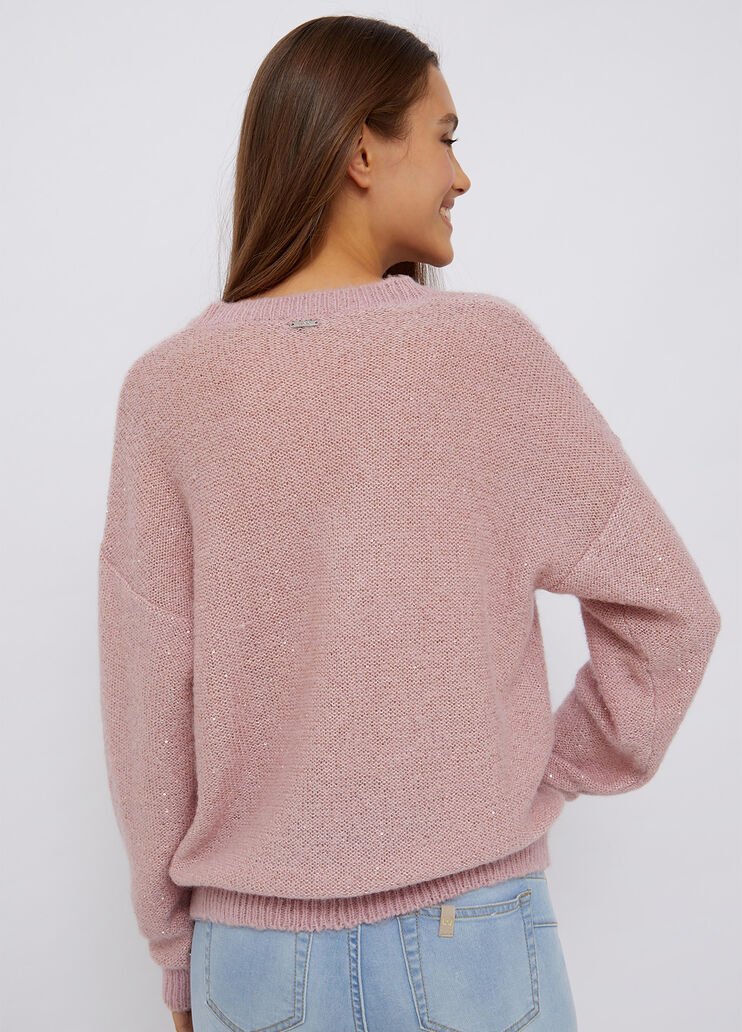 Jumper with micro sequins powder pink Liu Jo - large image number 1