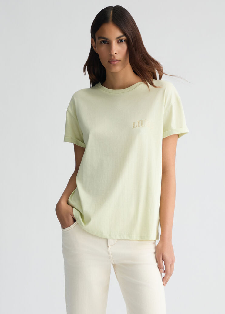 T-shirt with logo green Liu Jo - medium T-shirt with logo green Liu Jo - medium