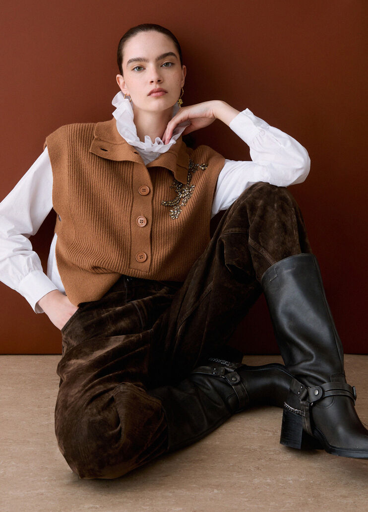 Gilet in lana con ricamo gioiello beige Liu Jo - medium