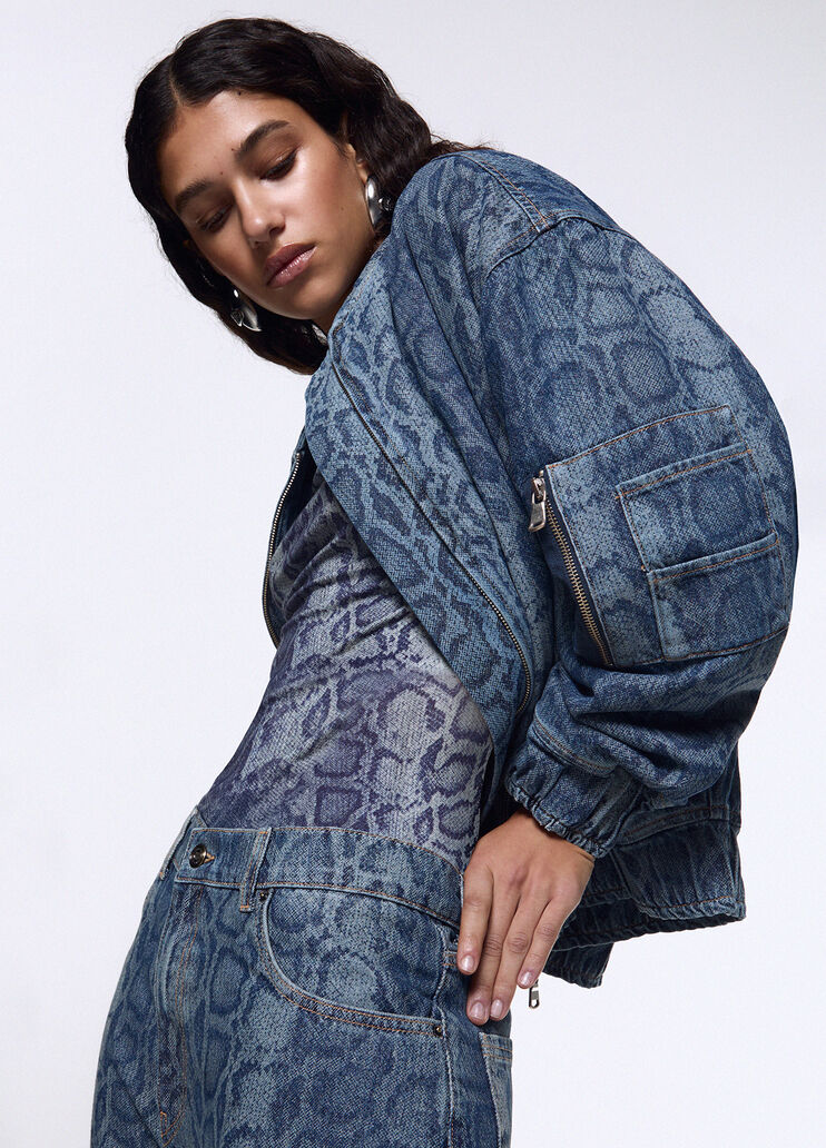 Denim-Bomber mit Animal-Print denimblau Liu Jo - medium
