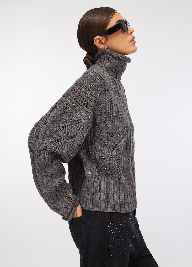 Pull à col roulé orné de pierres gris Liu Jo - medium