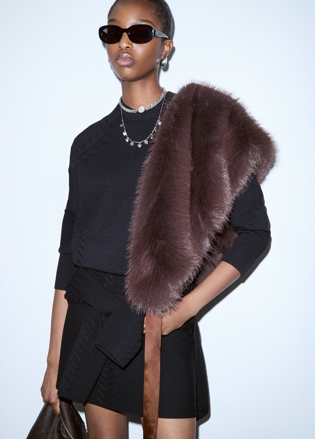 Boxy sweater with braided details black Liu Jo - large image number 3
