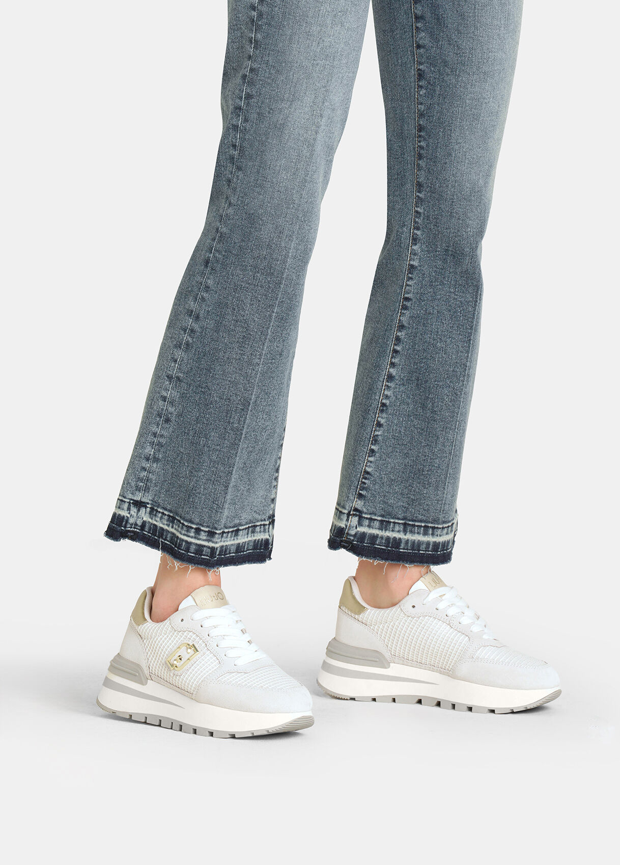 Suede and mesh sneakers colour white | Liu Jo