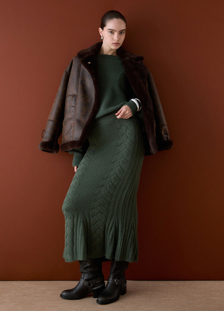 Falda midi de punto verde oscuro Liu Jo - medium