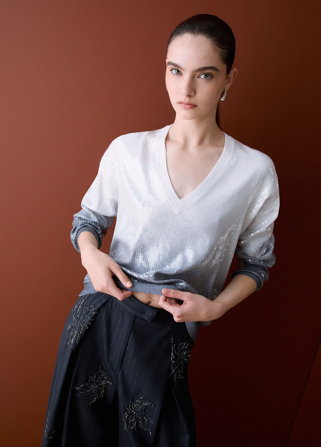 D&eacute;grad&eacute;-Pullover mit Pailletten Grau Liu Jo - large image number 3