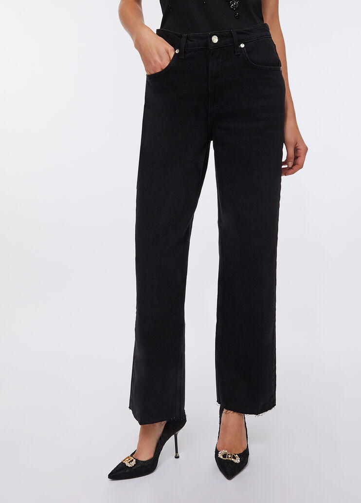 Low-rise wide-leg jeans black denim Liu Jo - large image number 0