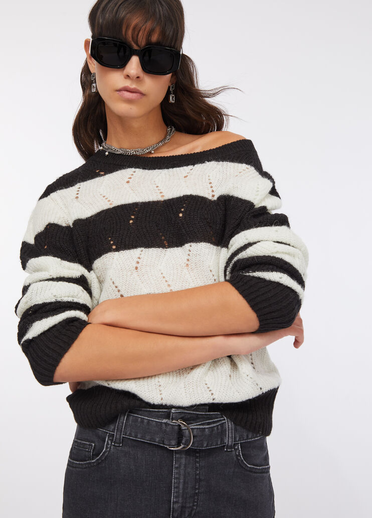 Striped wool and alpaca sweater black Liu Jo - large image number 2