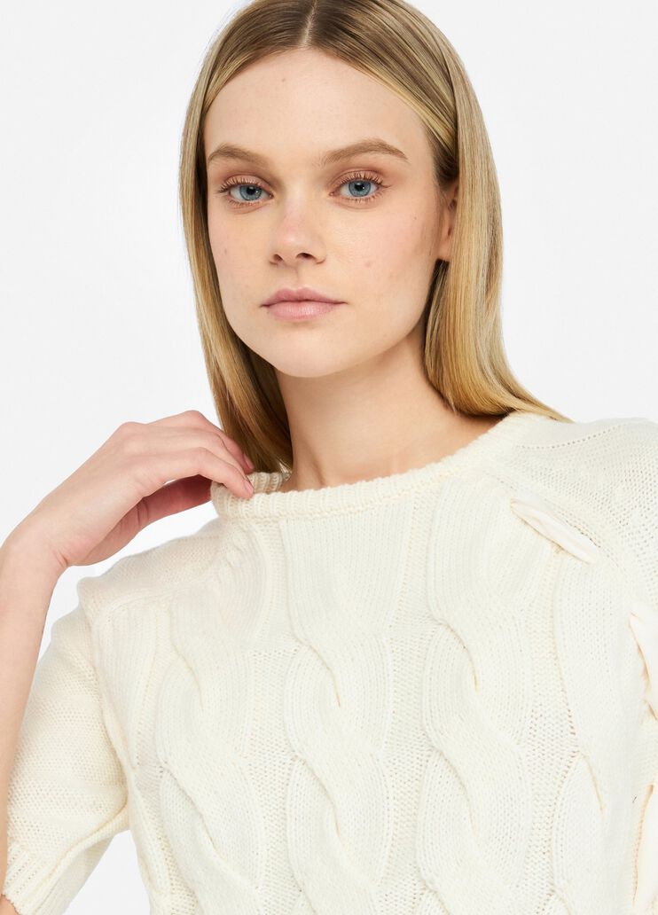 Cable knit wool sweater white Liu Jo - large image number 2 Cable knit wool sweater white Liu Jo - large image number 2