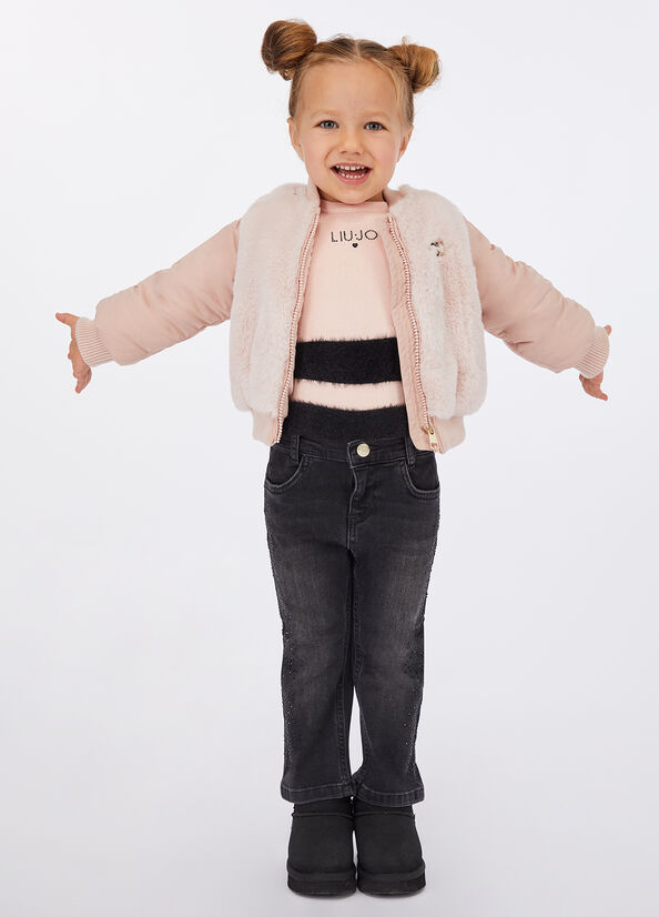 Bomber jacket with faux fur inserts pink Liu Jo - large image number 1