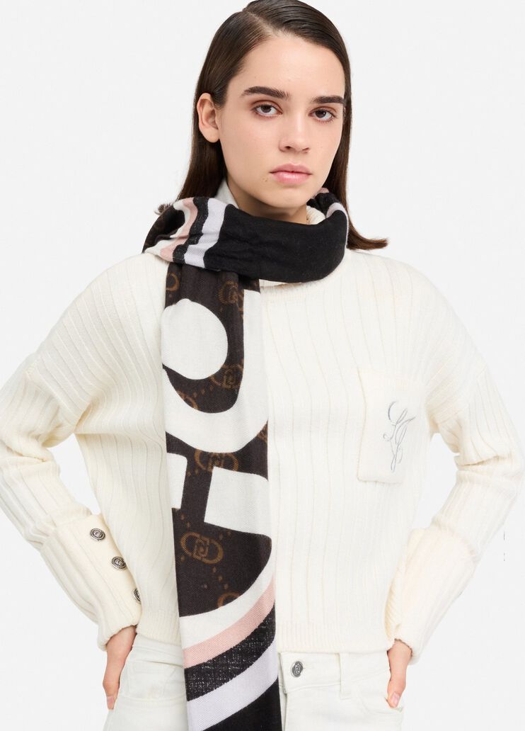 Shawl with logo black Liu Jo - medium Shawl with logo black Liu Jo - medium