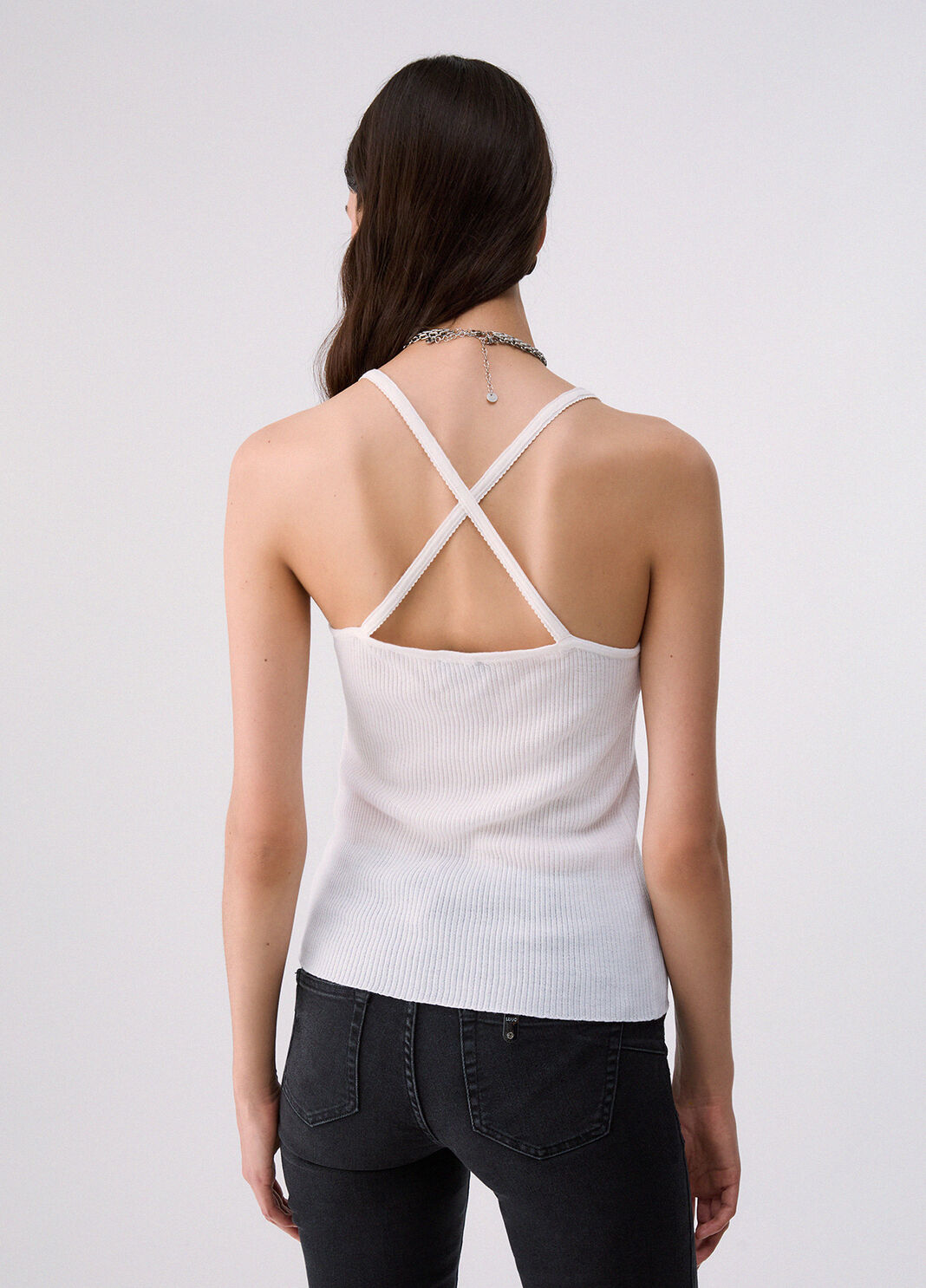Cross-Back Knit Top white wool Liu Jo - large image number 1