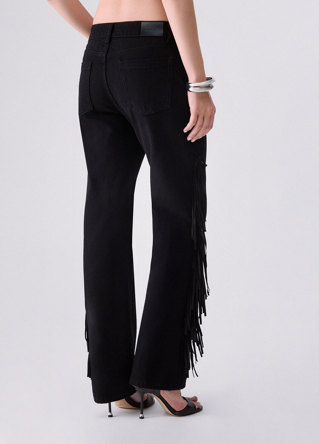 Jean droit avec franges denim noir Liu Jo - large image number 1