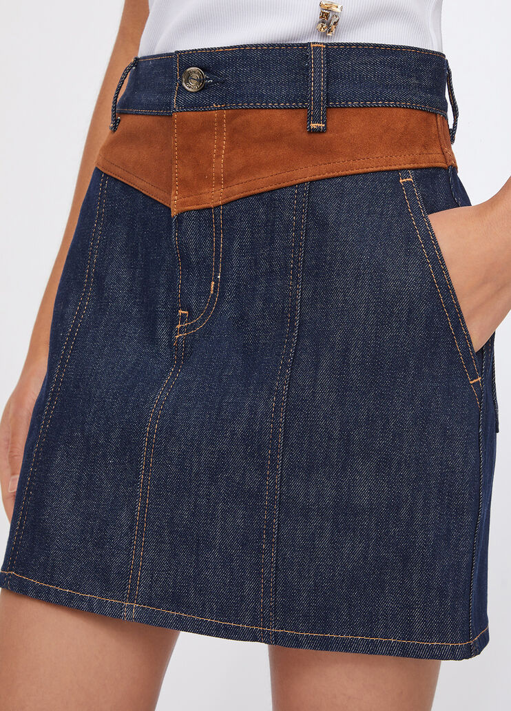 Minirock aus Denim mit Wildledereinsatz Klassische Waschung Liu Jo - medium