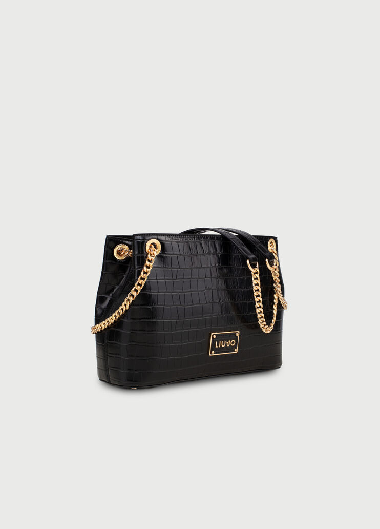 Crocodile effect shoulder bag Black Liu Jo - large image number 2