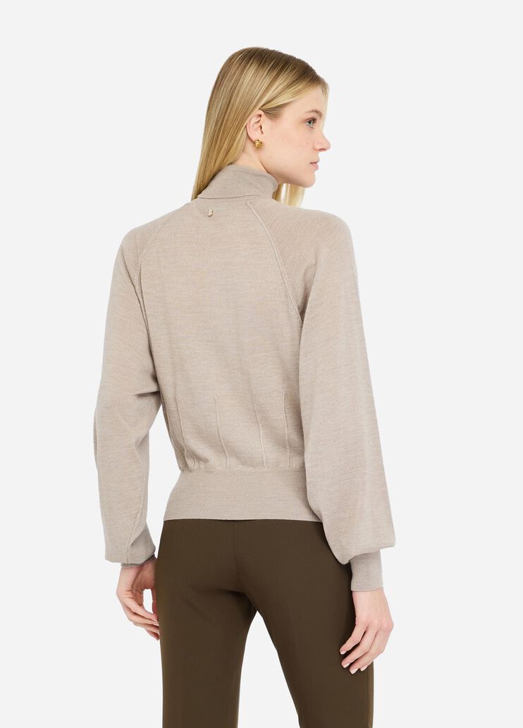 Wool turtleneck with lace dove grey Liu Jo - large image number 1 Wool turtleneck with lace dove grey Liu Jo - large image number 1