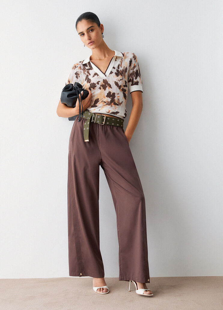 Poloshirt aus Strick mit Lochmuster Braun Liu Jo - medium