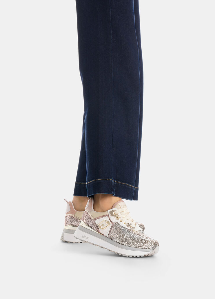 Platform sneakers with full glitter light gold Liu Jo - medium