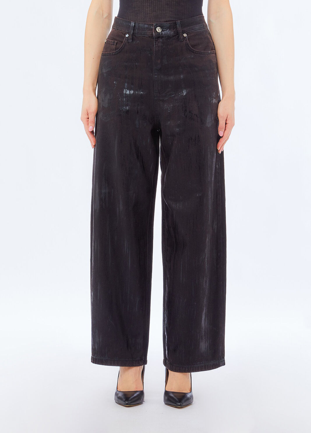 Flare-Jeans mit Beschichtung Brauner Denim Liu Jo - large image number 0