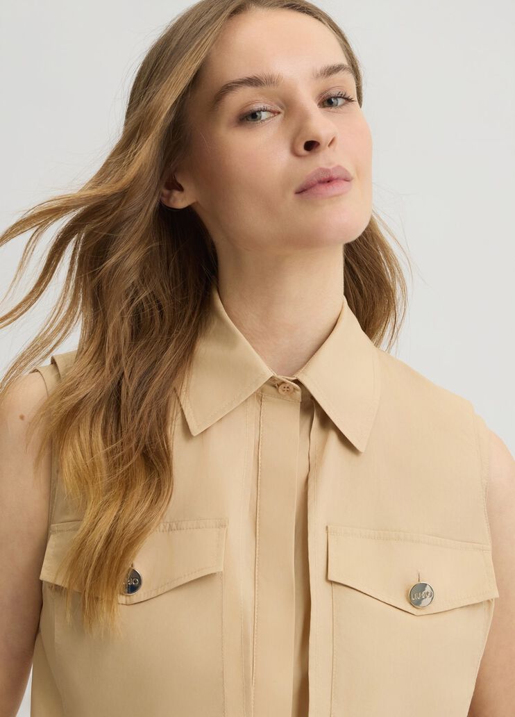 Cotton top light beige Liu Jo - large image number 2 Cotton top light beige Liu Jo - large image number 2