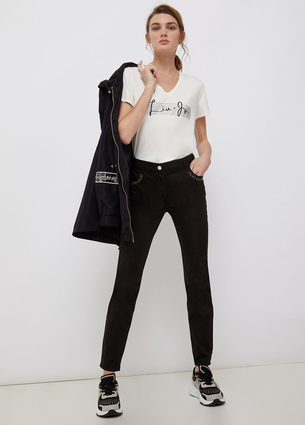 T-shirt with logo and gemstones white Liu Jo - large image number 3