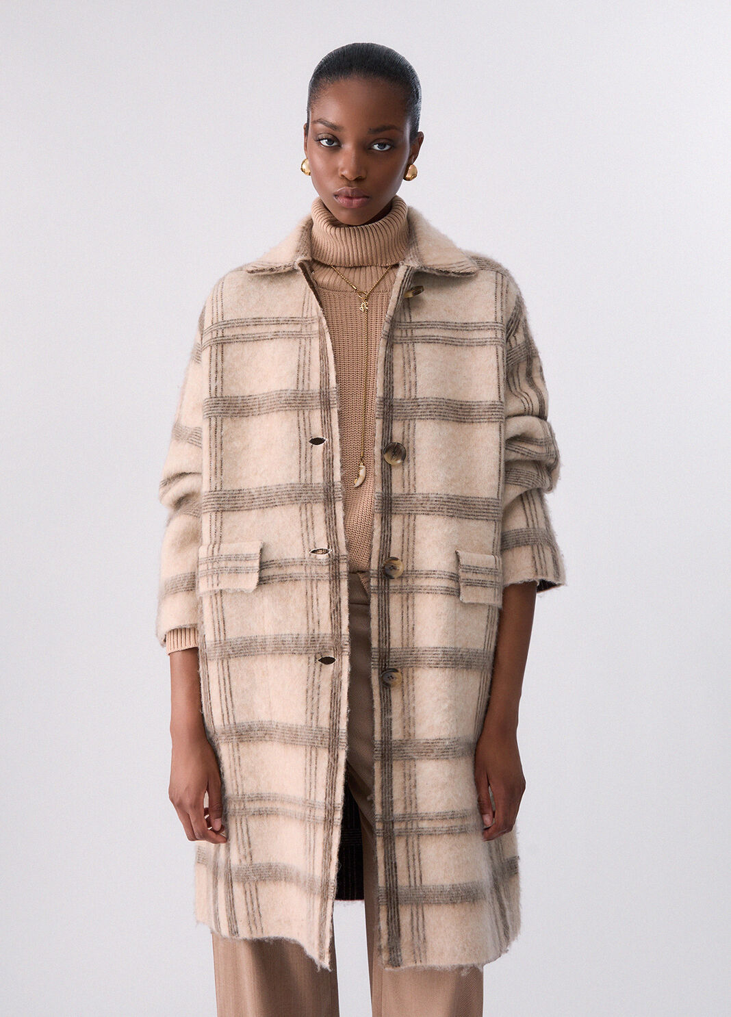 Cappotto jacquard in maglia spazzolata beige Liu Jo - large image number 0