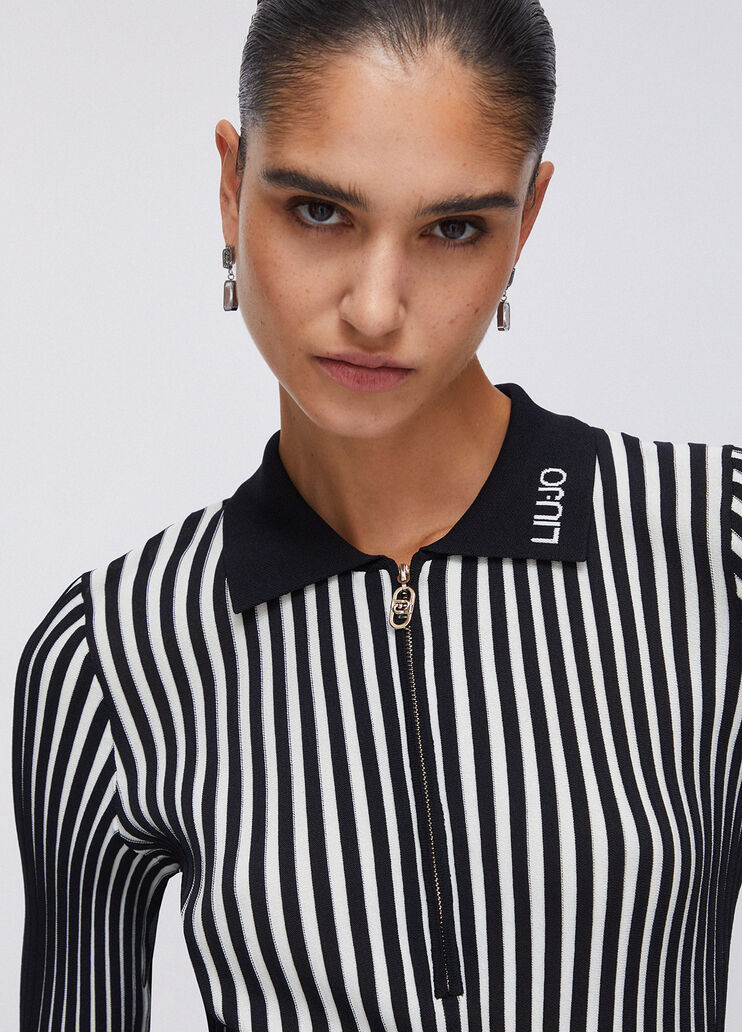 Pull côtelé à col tunisien noir Liu Jo - large image number 4