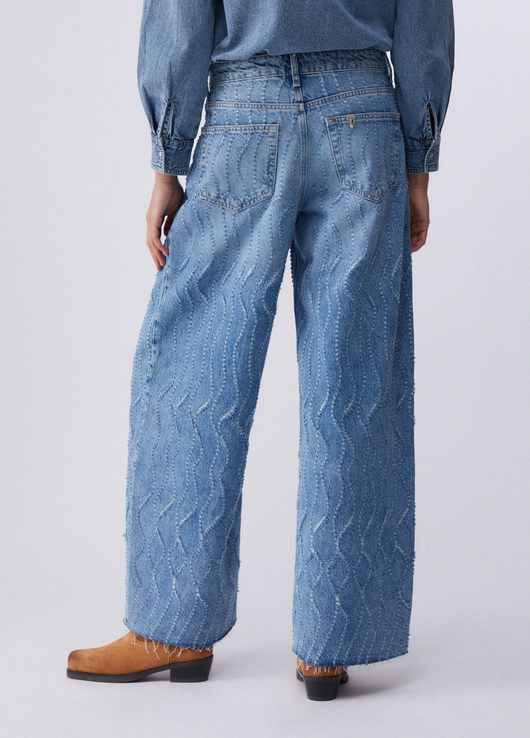 Flared jeans with laser-etched details medium wash denim Liu Jo - large image number 1