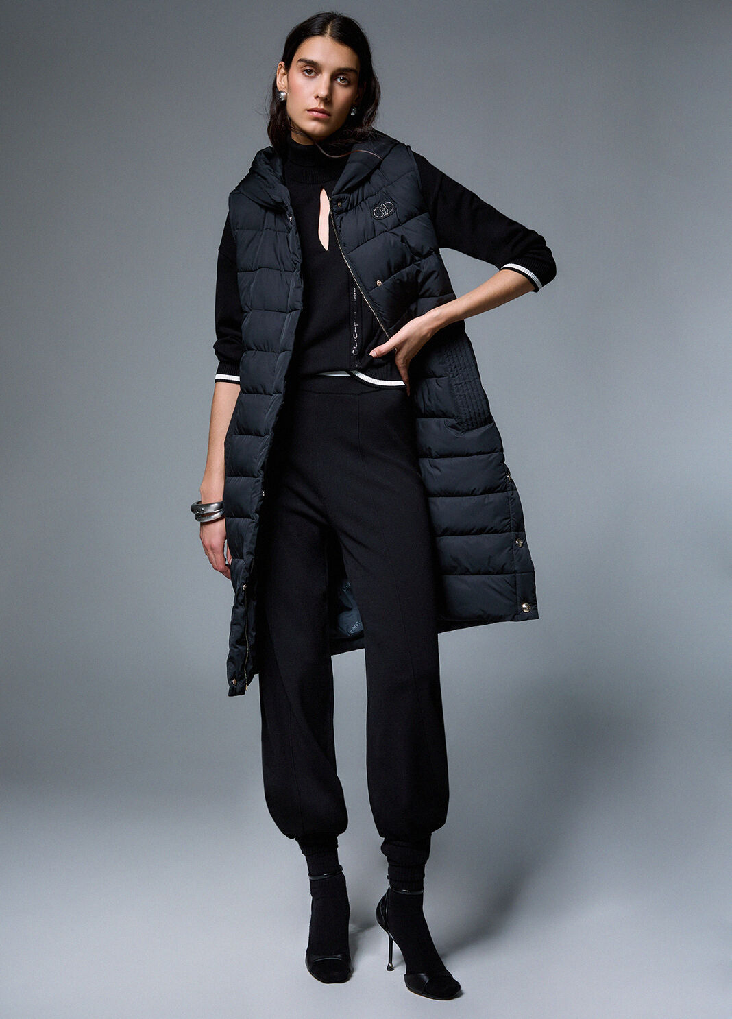 Long gilet in matte nylon black Liu Jo - large image number 3