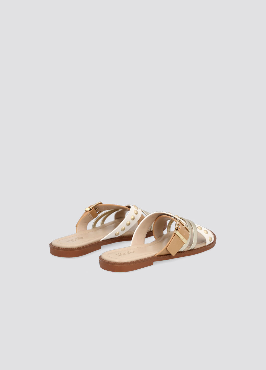 Studded slider sandals white/gold Liu Jo - large image number 2
