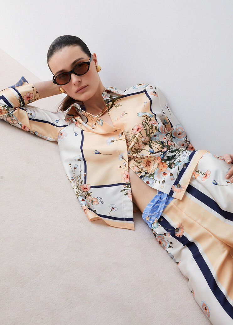 Hemd aus bedrucktem Twill Orange/Hellblau Liu Jo - medium