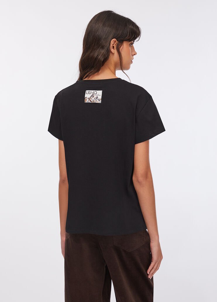 T-shirt con scritta ricamata nero Liu Jo - large image number 1