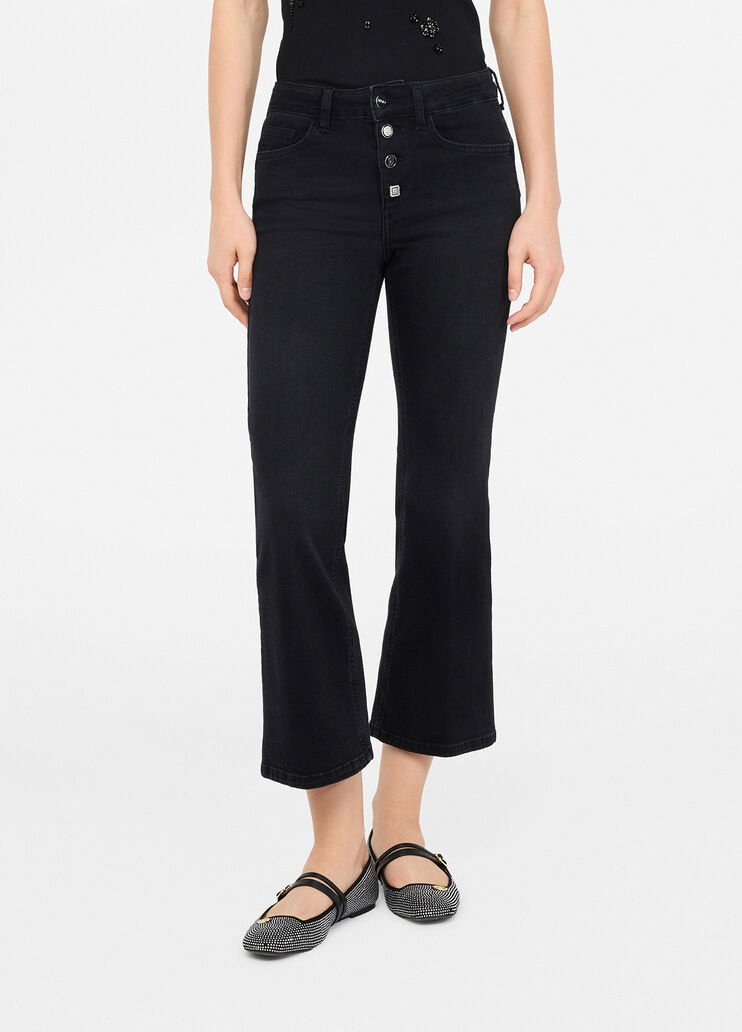 Flared jeans with jewel buttons black denim Liu Jo - medium