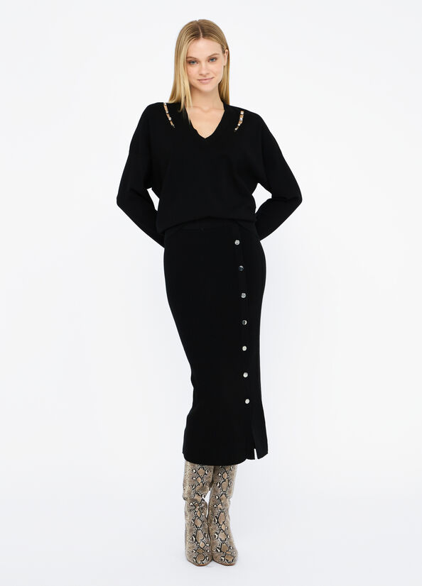 Jupe longue en maille noir Liu Jo - medium