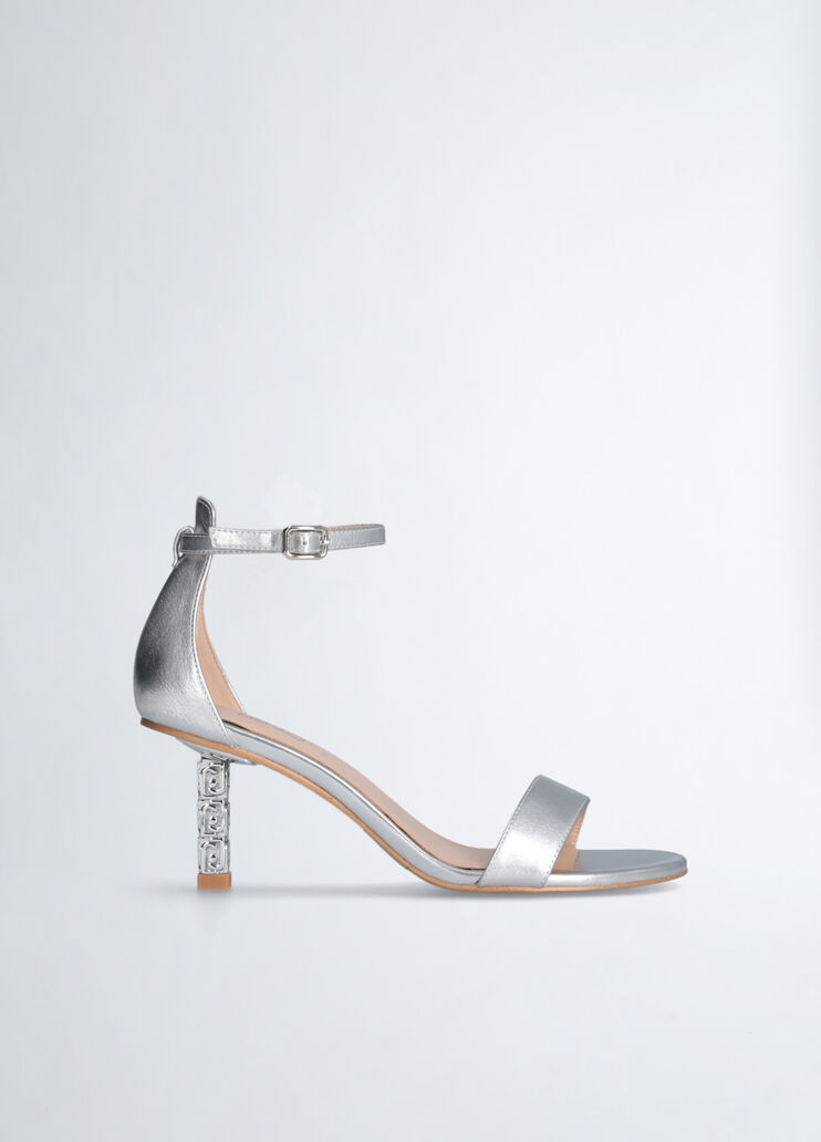Sandalias con tac&oacute;n con logotipo plata Liu Jo - medium