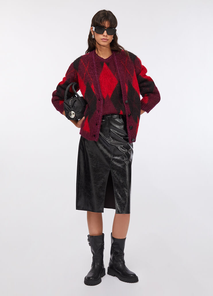 Diamond-patterned wool and alpaca cardigan red Liu Jo - large image number 5