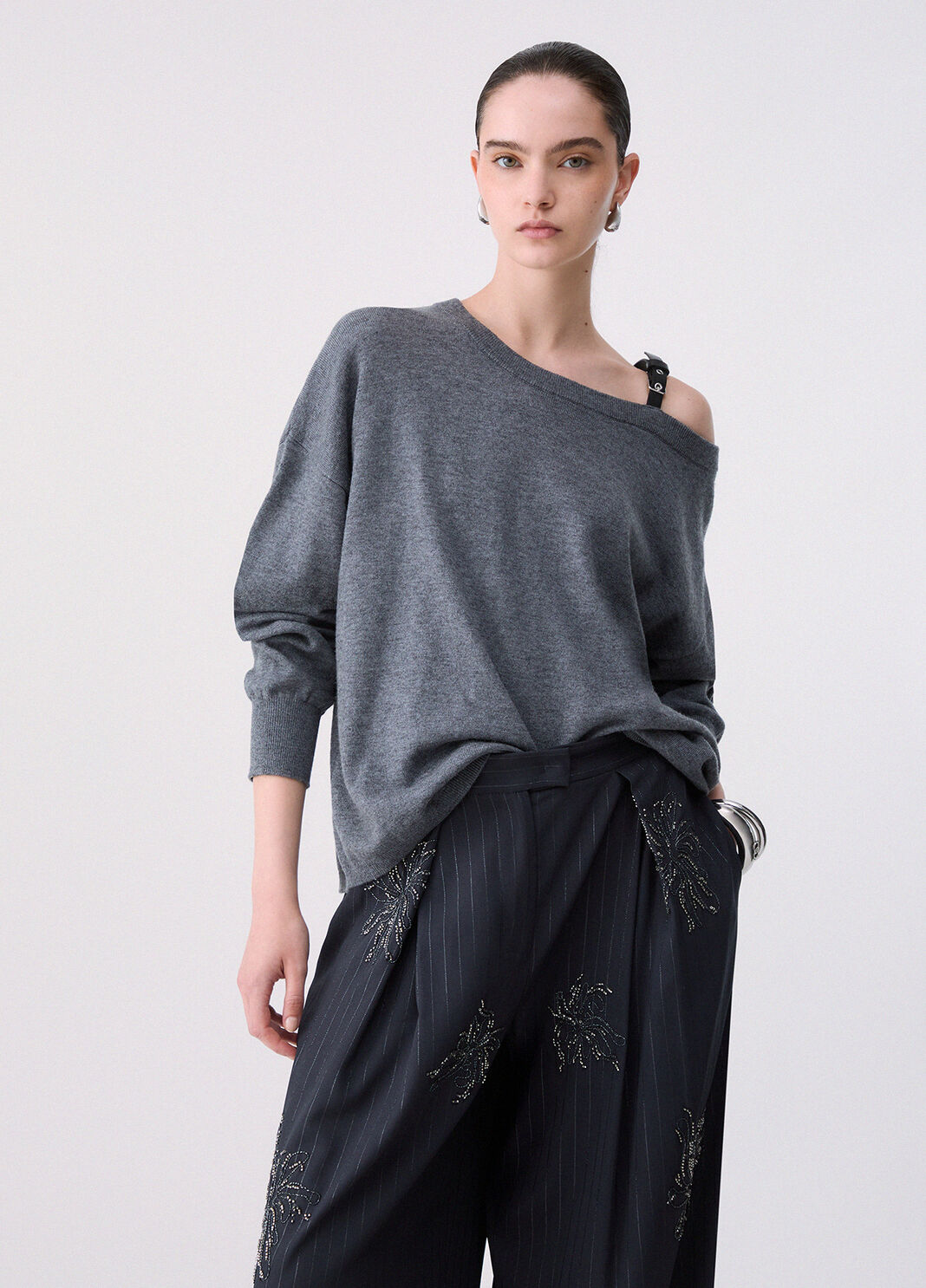 Knit in wool with buckle grey m&eacute;lange Liu Jo - large image number 0