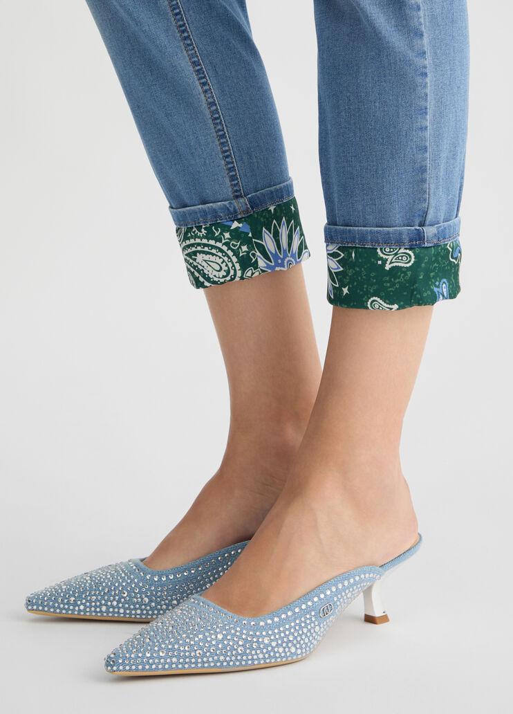 Cropped skinny jeans with bandanna turn-ups light denim Liu Jo - large image number 3 Cropped skinny jeans with bandanna turn-ups light denim Liu Jo - large image number 3