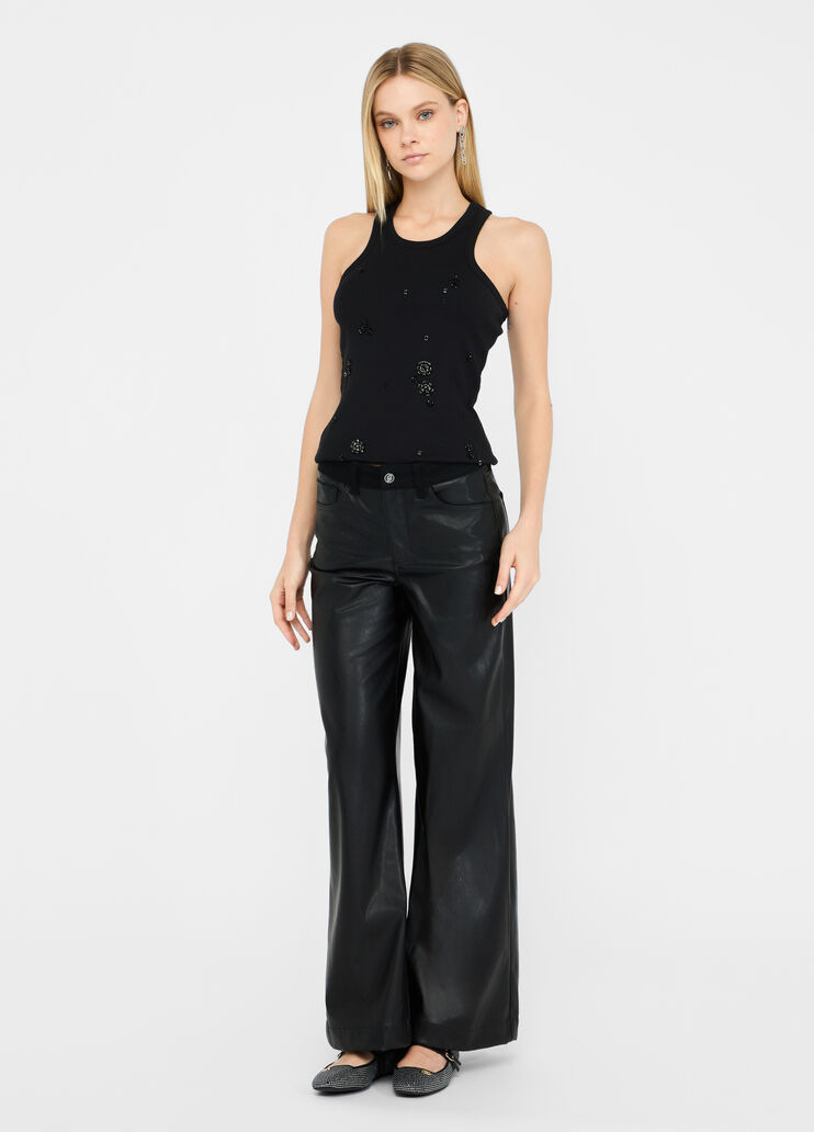 Coated fabric flared trousers black Liu Jo - medium Coated fabric flared trousers black Liu Jo - medium