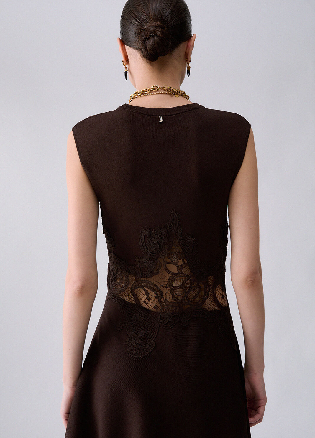 Knit Dress with Lace Detail mocha Liu Jo - large image number 4