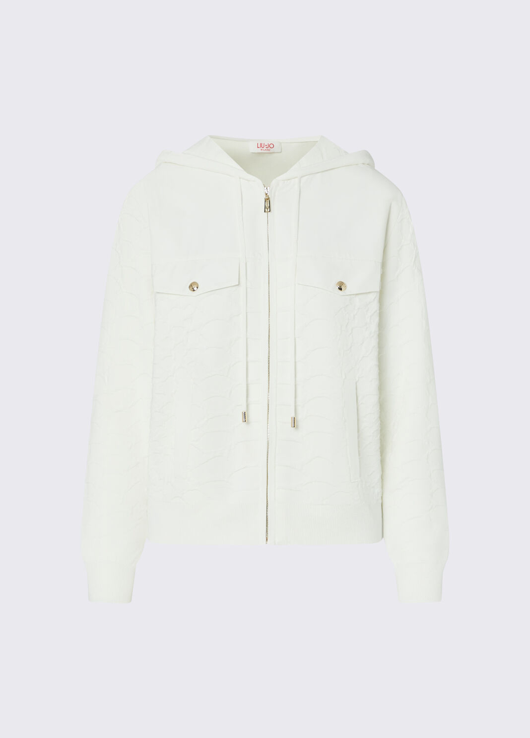 Hooded Zip-Up Sweater white wool Liu Jo - large image number 6