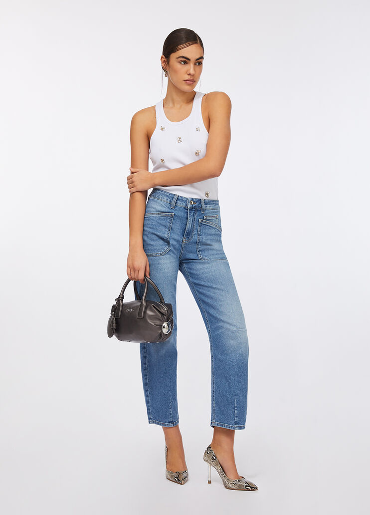 Karottenhose mit hohem Bund Denimblau Liu Jo - large image number 5