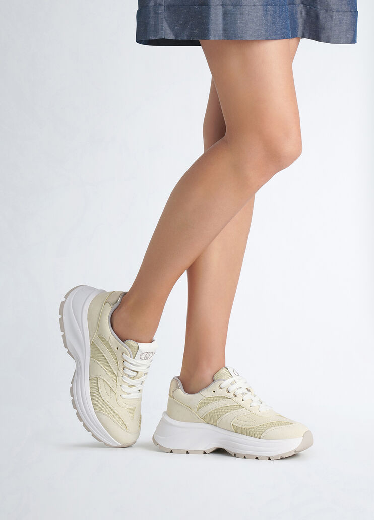 Sneakers in suede and brighty mesh beige Liu Jo - medium Sneakers in suede and brighty mesh beige Liu Jo - medium