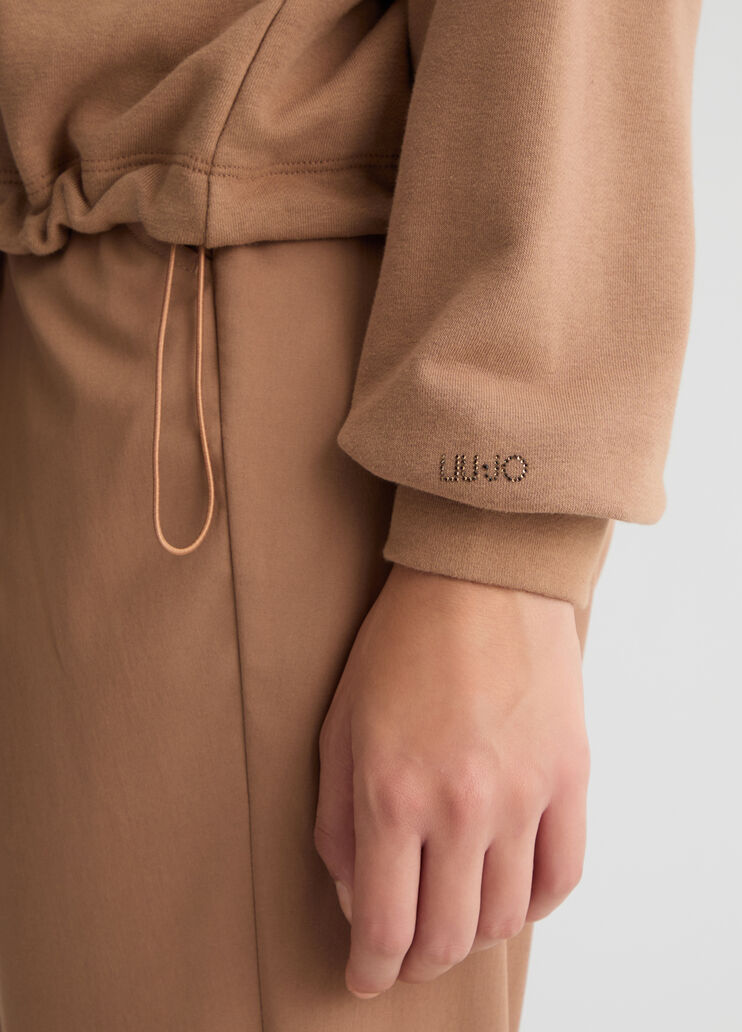Brown sweatshirt with rhinestones biscuit Liu Jo - large image number 3 Brown sweatshirt with rhinestones biscuit Liu Jo - large image number 3