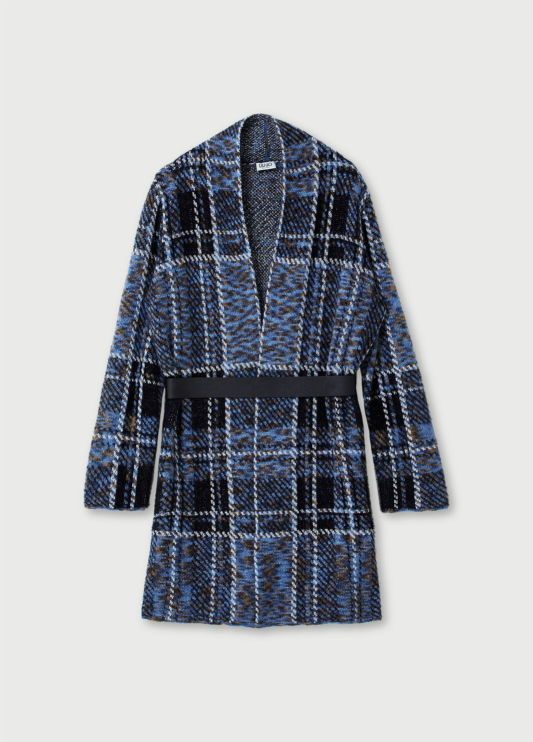 Jacquard coat with belt Black Liu Jo - large image number 4